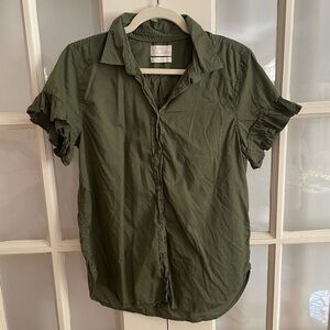 Jcrew button down ruffle sleeved blouse